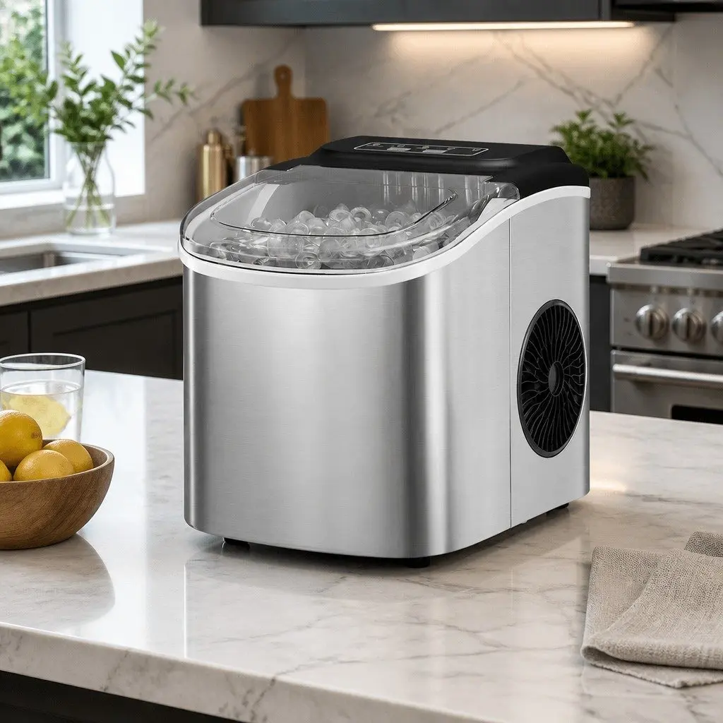 Ice Maker Machine Silver Portable Countertop 12kg Daily Capacity Bullet Cubes