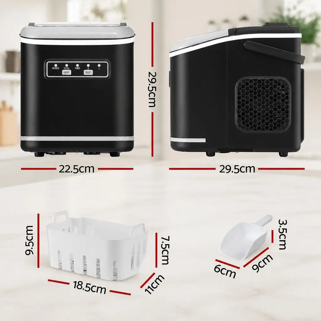 Ice Maker Machine Black Portable Countertop Self Cleaning 12kg
