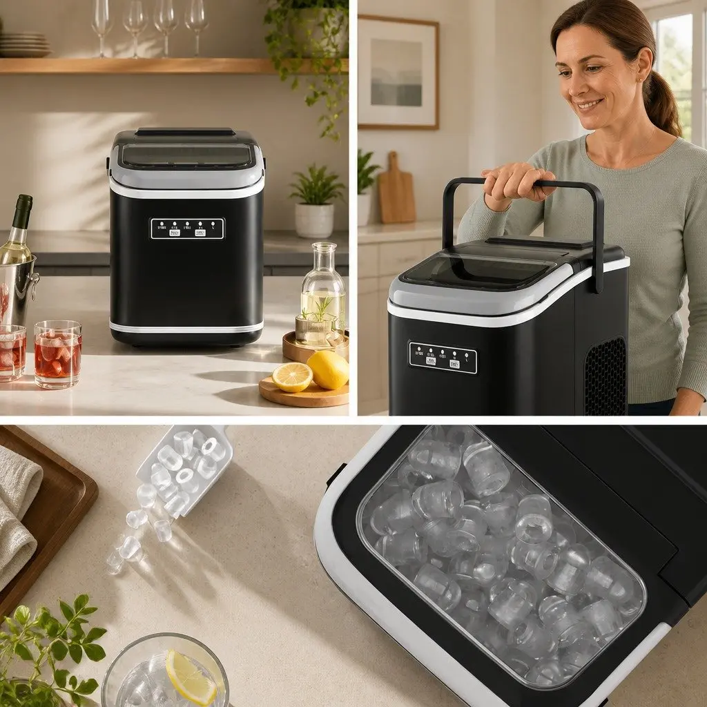 Ice Maker Machine Black Portable Countertop Self Cleaning 12kg