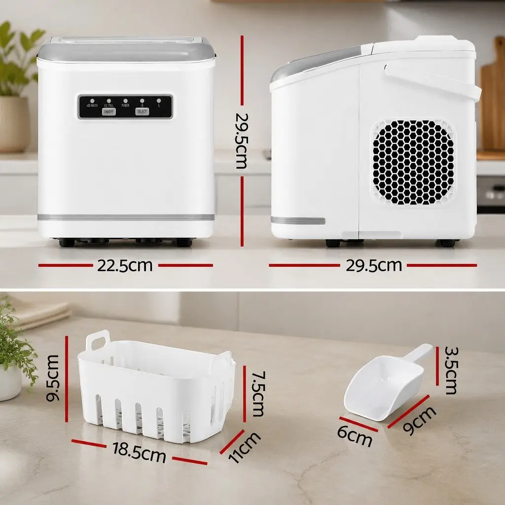 Ice Maker Machine White Portable Countertop Self Cleaning 12kg Daily Production