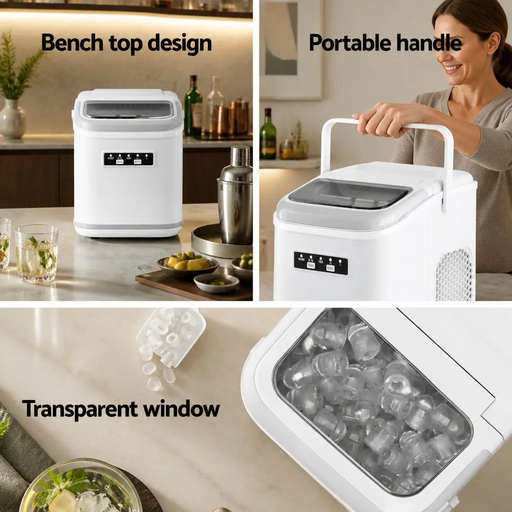 Ice Maker Machine White Portable Countertop Self Cleaning 12kg Daily Production