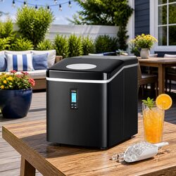 Portable Ice Cube Maker Machine 15kg Daily Capacity Black Countertop Appliance