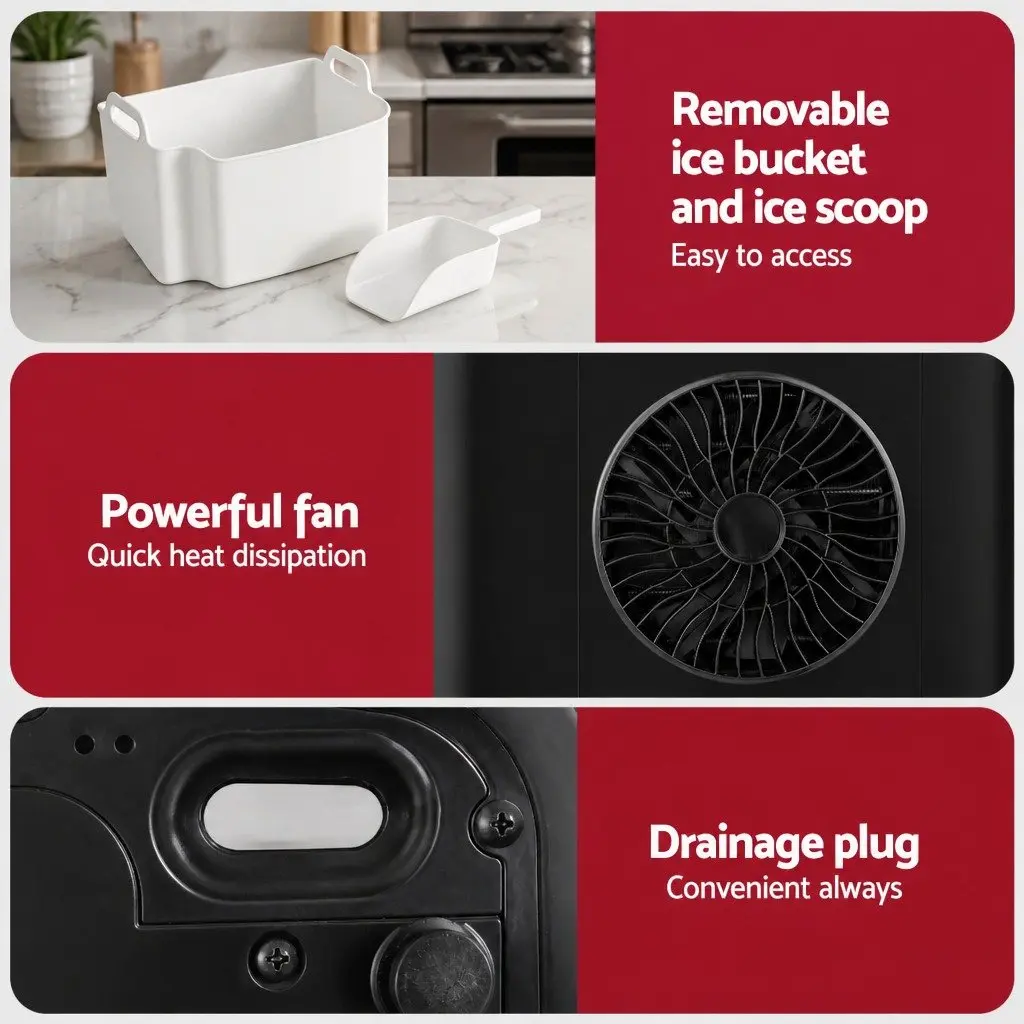 Nugget Ice Maker Machine 15kg Daily Capacity Countertop Portable Black