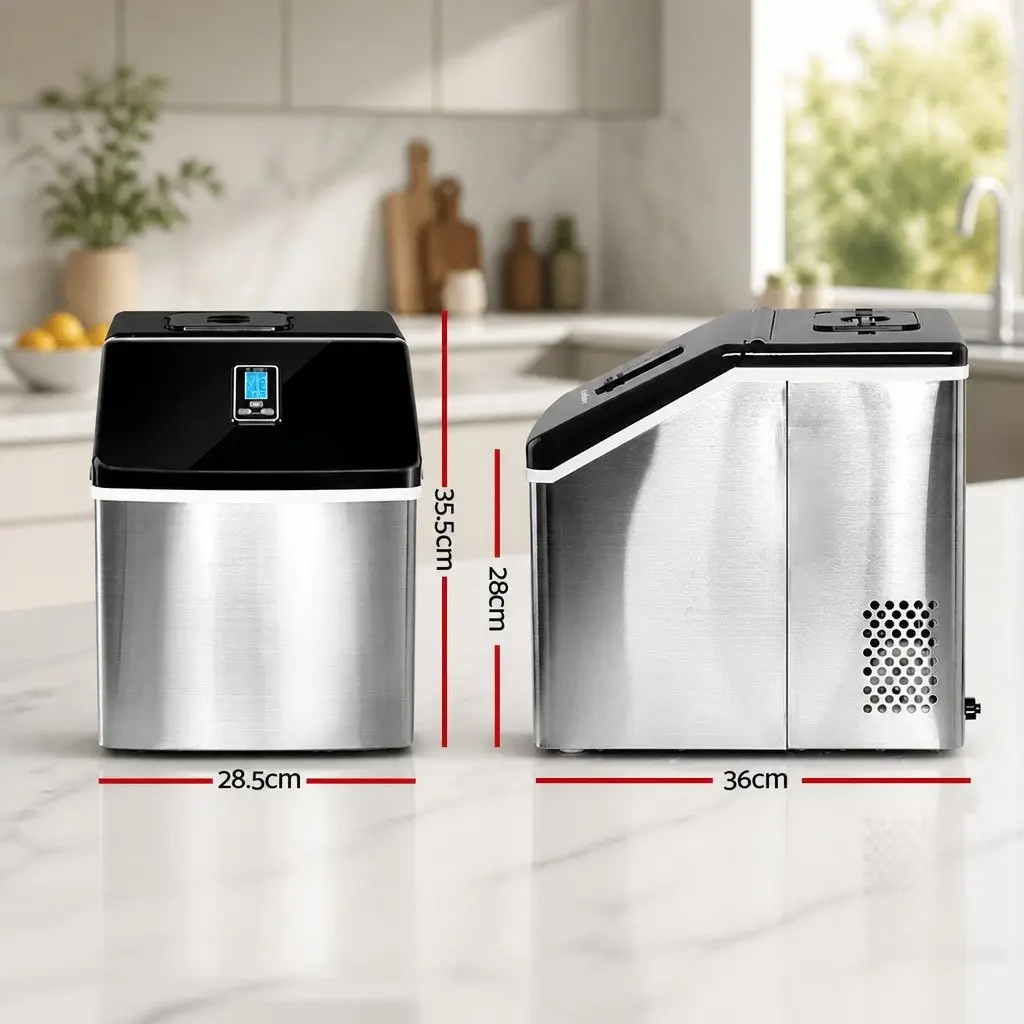 Ice Maker Machine Silver Compact Portable 18kg Daily Production