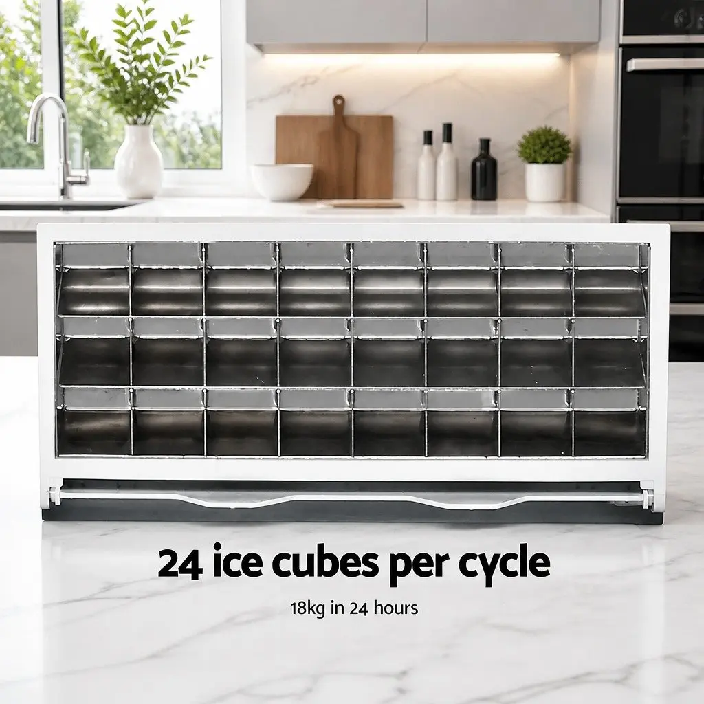 Ice Maker Machine Silver Compact Portable 18kg Daily Production