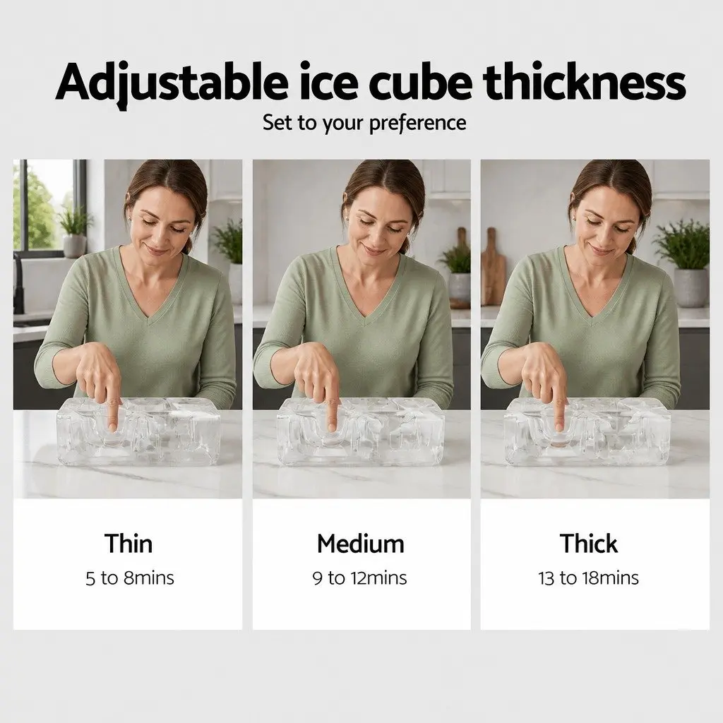 Ice Maker Machine Silver Compact Portable 18kg Daily Production