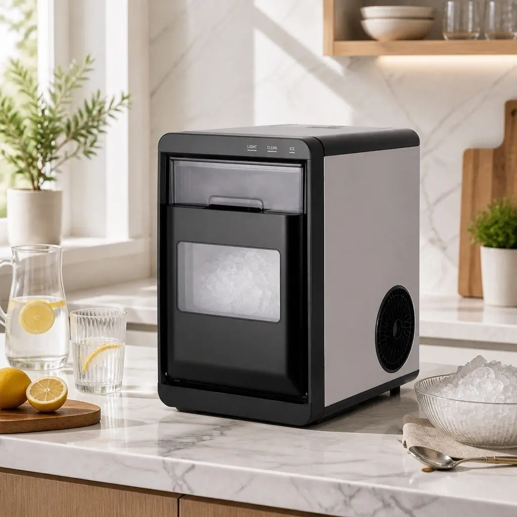 Ice Maker Machine Black Countertop 20kg Nugget Quick Chill Self Cleaning