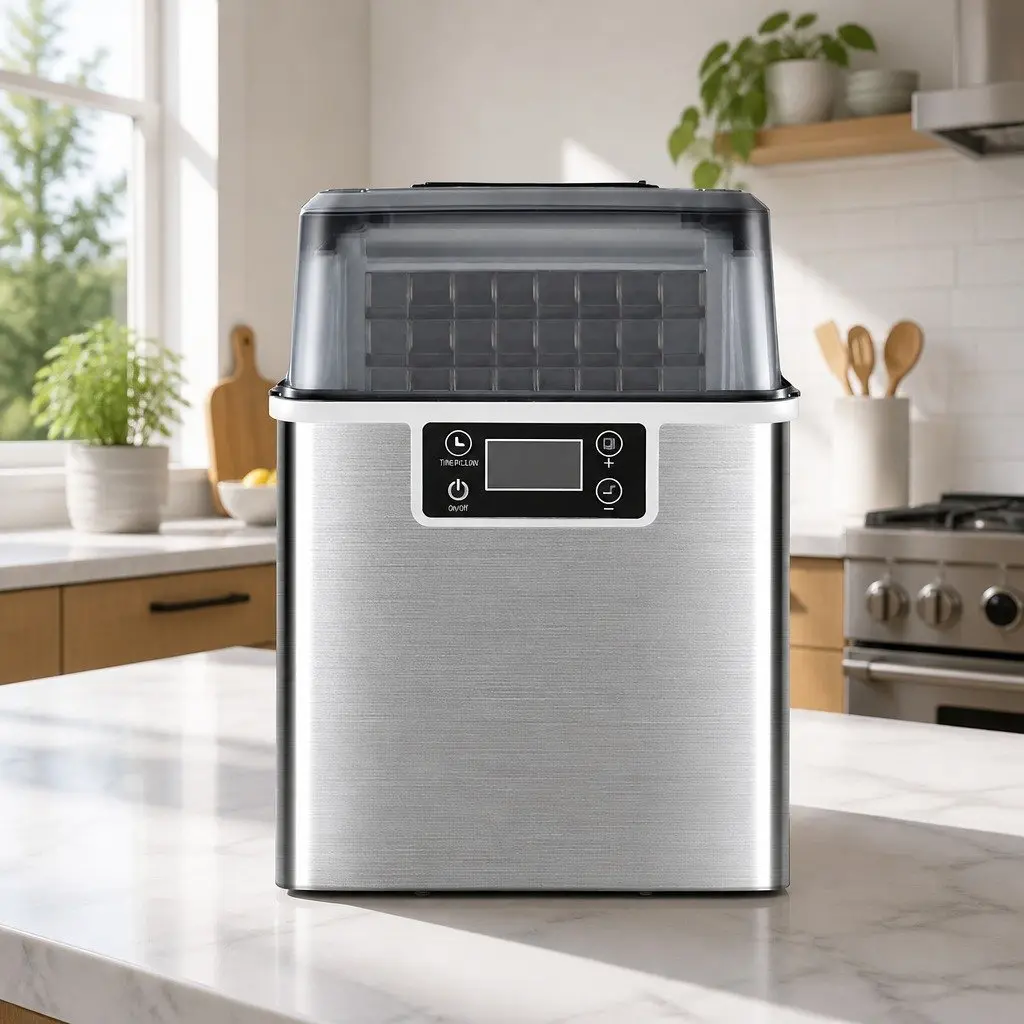Ice Maker Machine Silver 3.2L Portable Countertop Quick Freezing