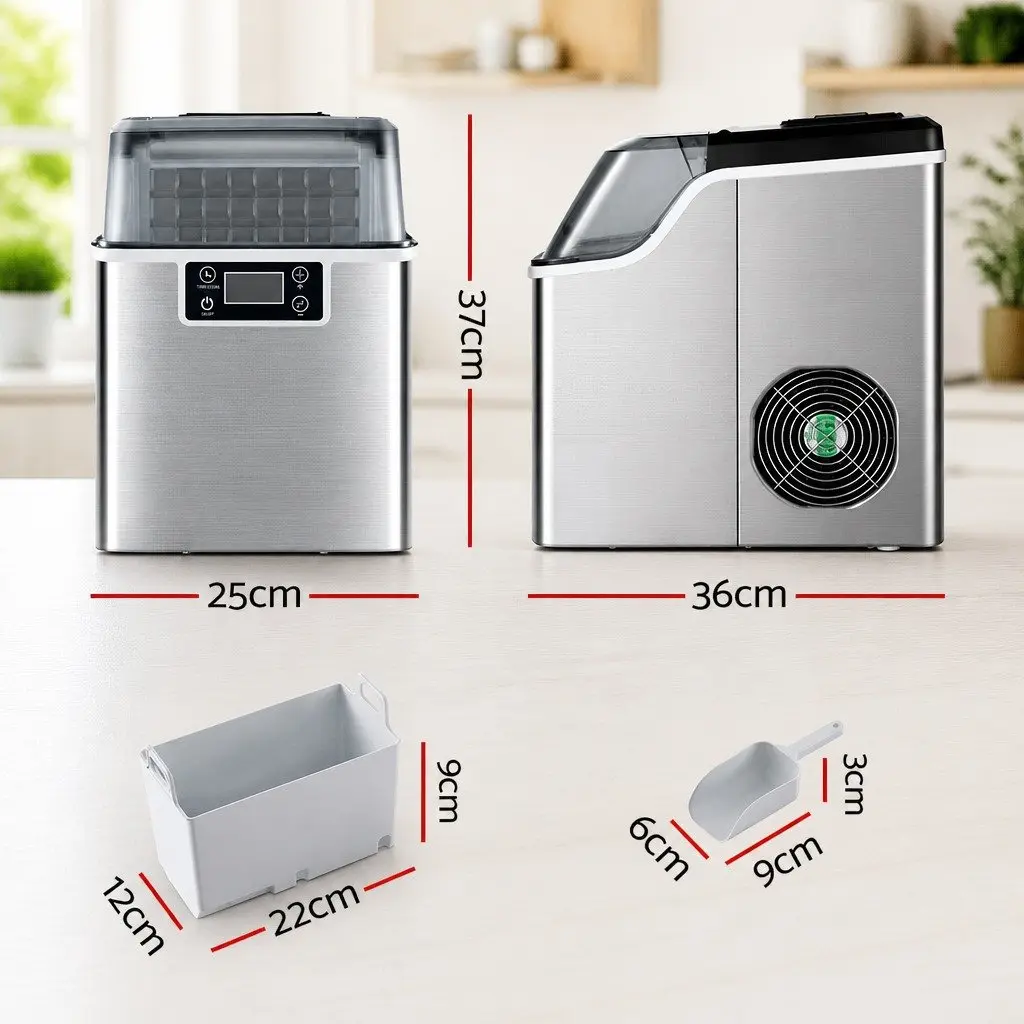 Ice Maker Machine Silver 3.2L Portable Countertop Quick Freezing