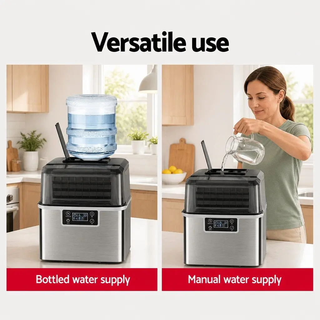 Ice Maker Machine Silver 3.2L Portable Countertop Quick Freezing