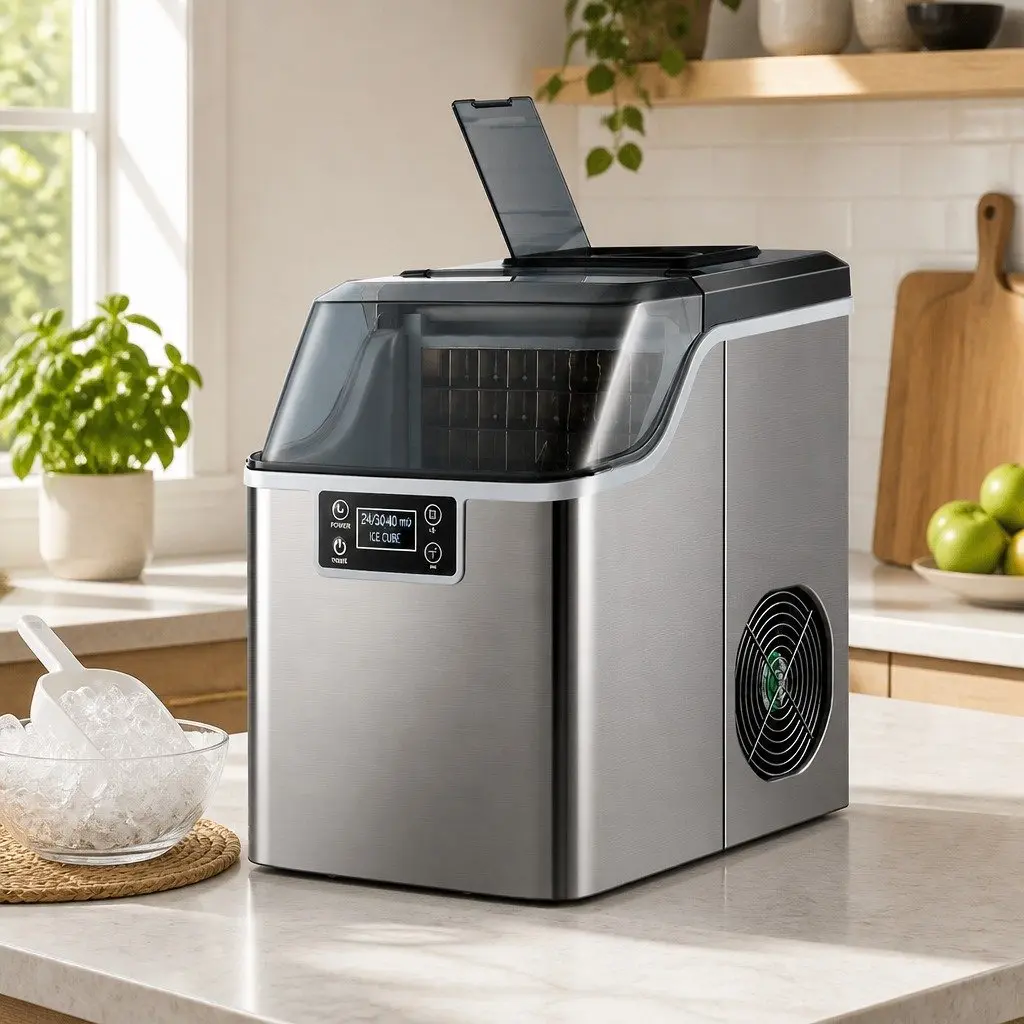 Ice Maker Machine Silver 3.2L Portable Countertop Quick Freezing
