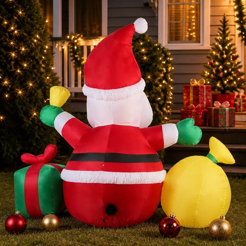 Christmas Inflatable Outdoor Decoration White 240cm Self-Inflate LED Lights