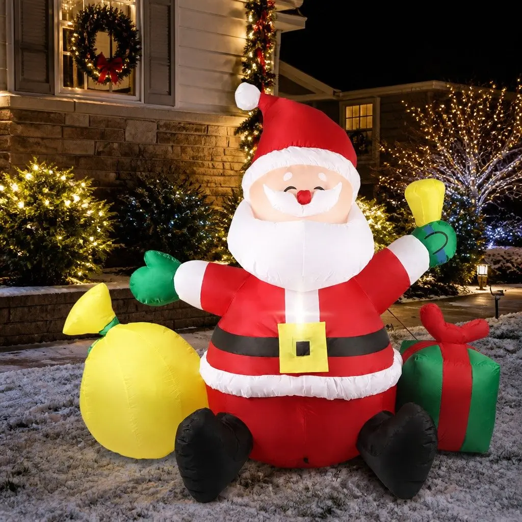 Christmas Inflatable Outdoor Decoration White 240cm Self-Inflate LED Lights