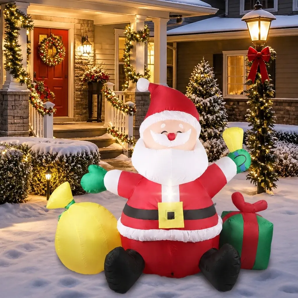 Christmas Inflatable Outdoor Decoration White 240cm Self-Inflate LED Lights