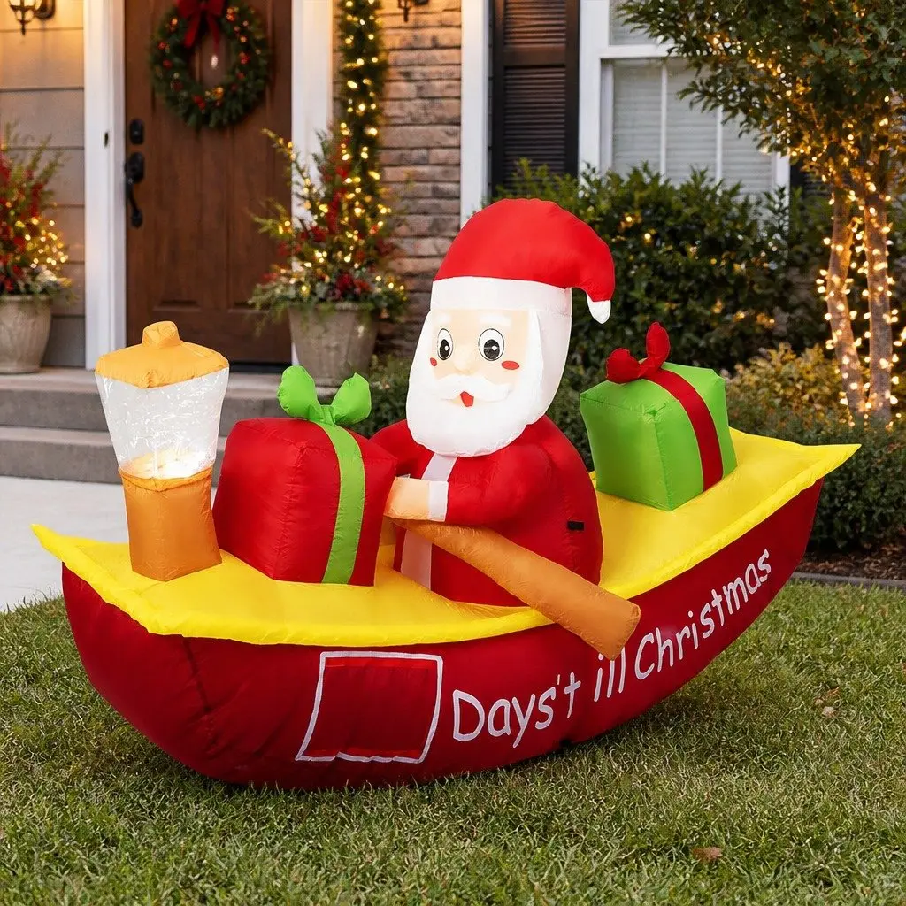 Inflatable Christmas Decoration Multicolour 2.1m LED Light Up Self-Inflatable Indoor Outdoor