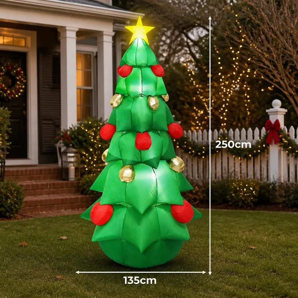 Inflatable Christmas Tree Multi-Color 2.5M LED Lights Quick Setup Outdoor Indoor Holiday Decoration