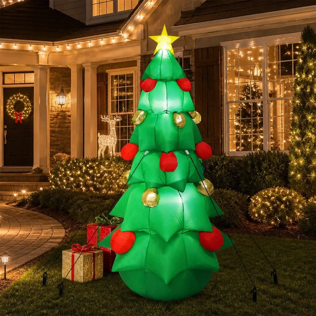 Inflatable Christmas Tree Multi-Color 2.5M LED Lights Quick Setup Outdoor Indoor Holiday Decoration