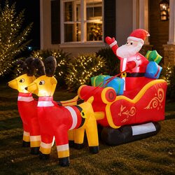 Bright & Cheerful 2.2M Inflatable Santa Sleigh Set