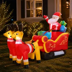 Bright & Cheerful 2.2M Inflatable Santa Sleigh Set