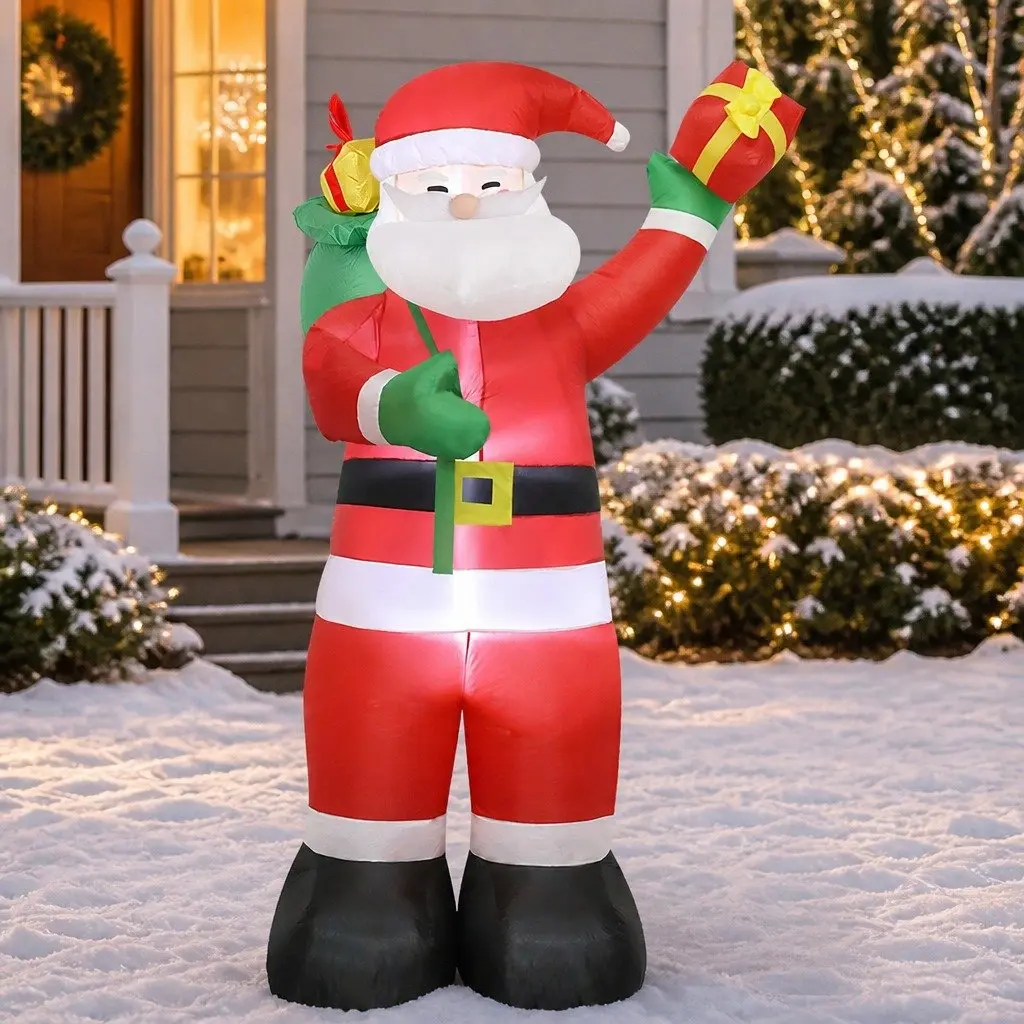 Inflatable Santa Claus Multi-colour 2.4M LED Christmas Decoration Outdoor Indoor Display