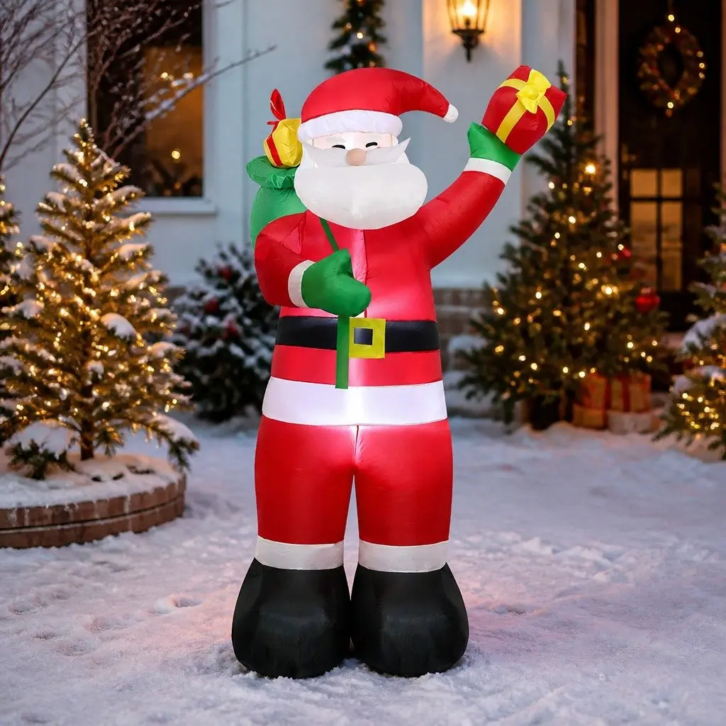 Inflatable Santa Claus Multi-colour 2.4M LED Christmas Decoration Outdoor Indoor Display