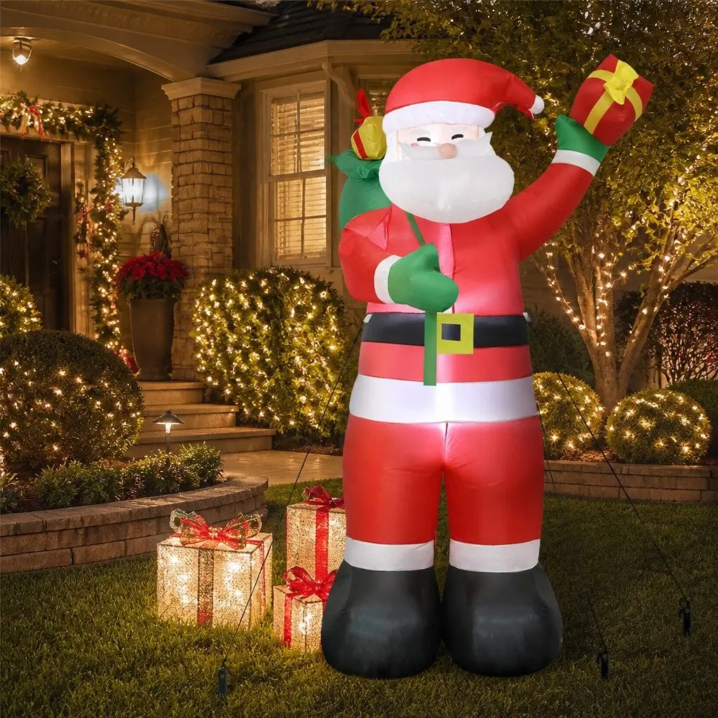 Inflatable Santa Claus Multi-colour 2.4M LED Christmas Decoration Outdoor Indoor Display