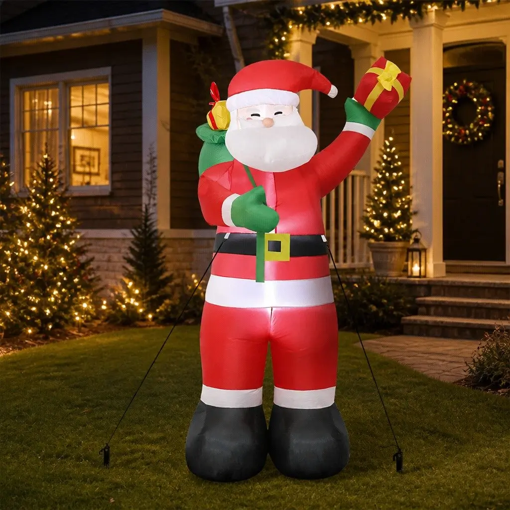 Inflatable Santa Claus Multi-colour 2.4M LED Christmas Decoration Outdoor Indoor Display