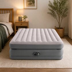 Queen Elevated Airbed Fiber-Tech Inflatable Mattress Guest Sleeping Portable