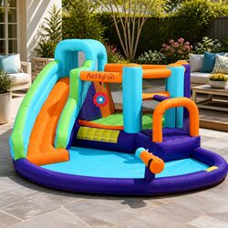 Inflatable Water Slide Jumping Castle Kids Outdoor Pool Toy with Blower Pump