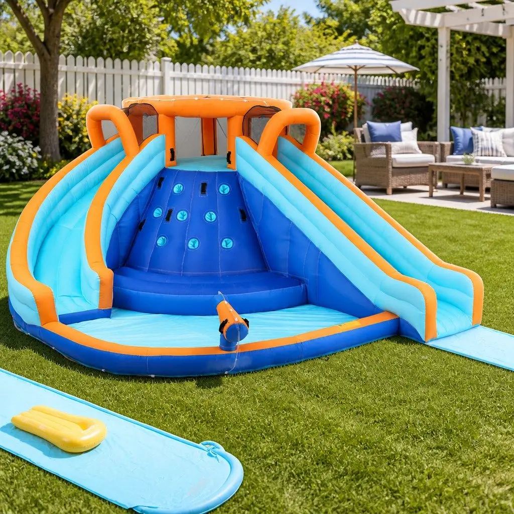 Inflatable Water Park for Kids with Dual Slides
