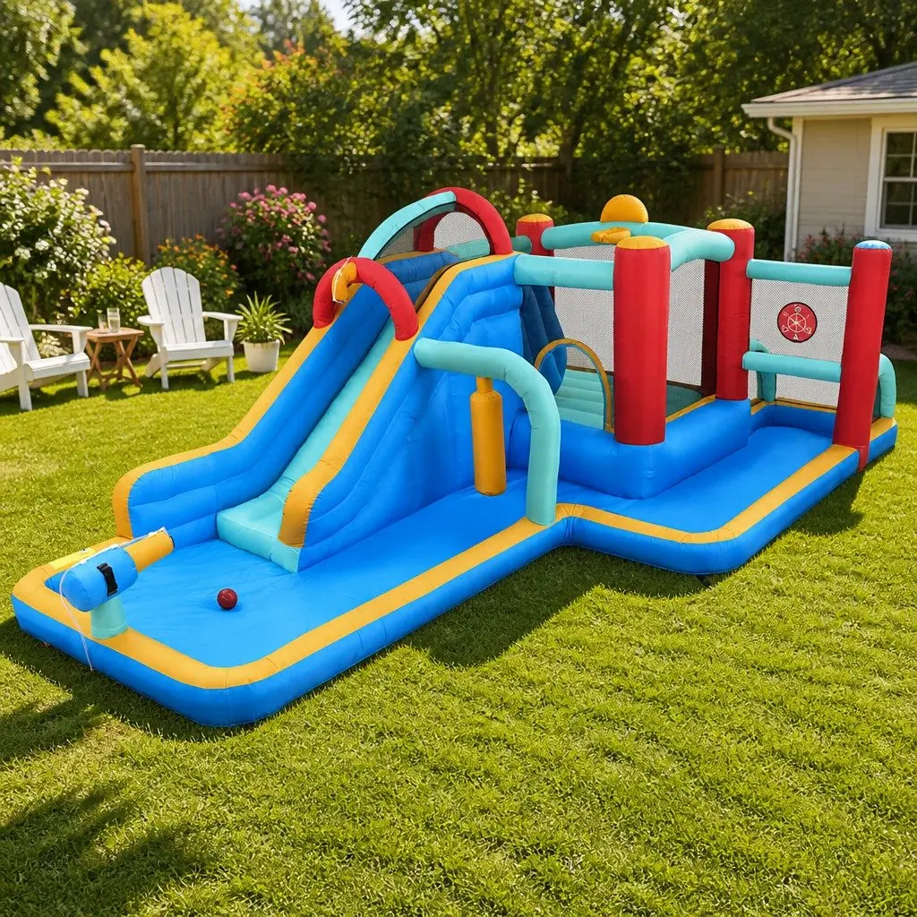 Kids Inflatable Water Slide Splash Pool Park Bounce House Trampoline Climbing