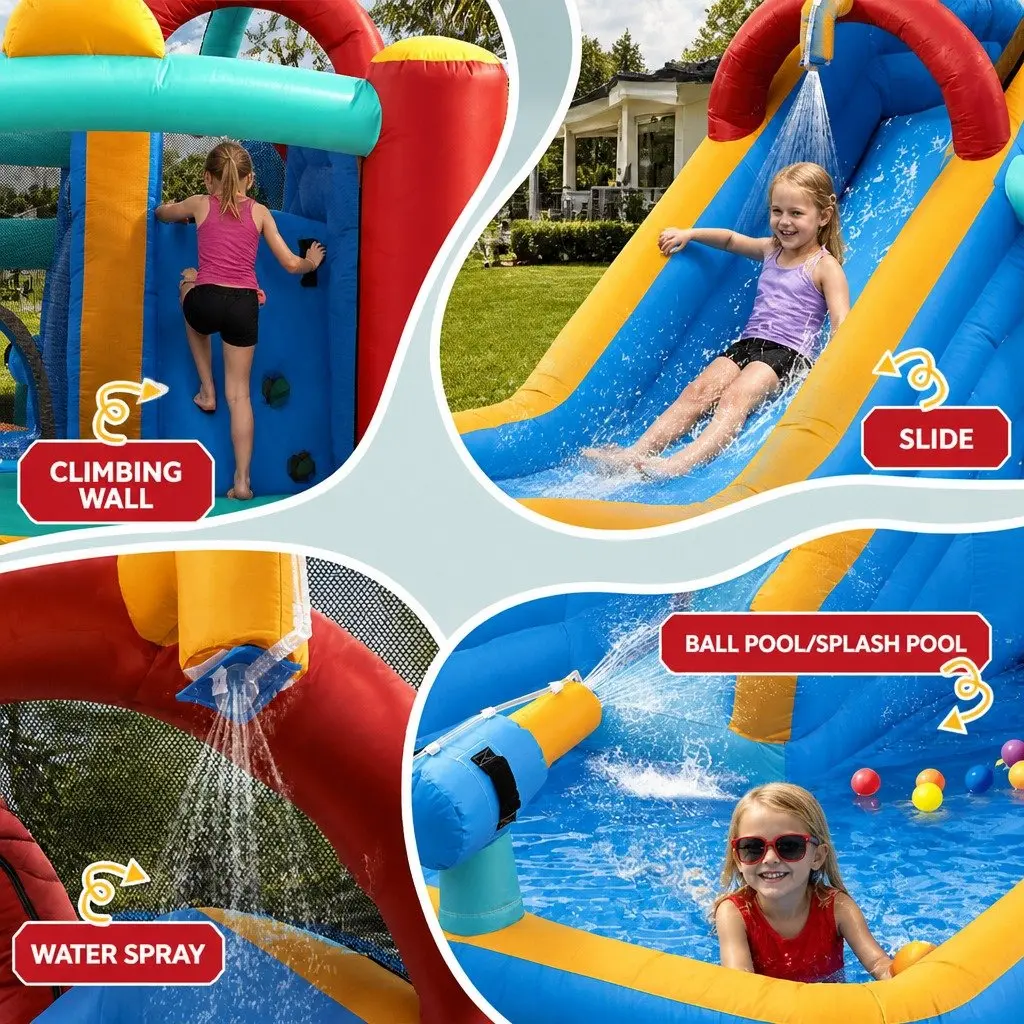 Kids Inflatable Water Slide Splash Pool Park Bounce House Trampoline Climbing