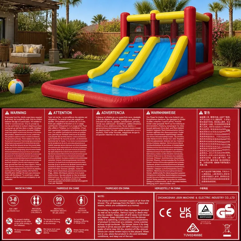 Kids Inflatable Water Slide Splash Pool Park Bounce House Trampoline Climbing