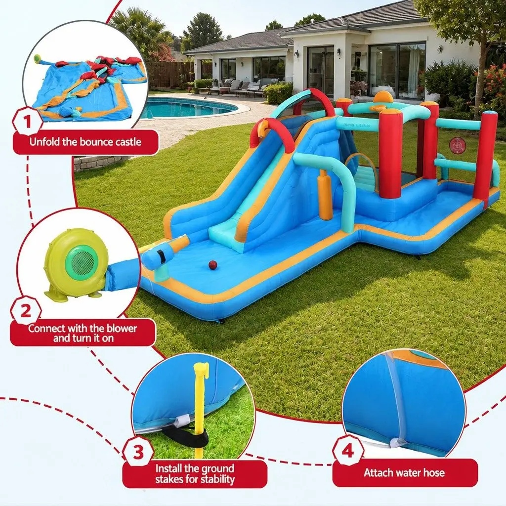 Kids Inflatable Water Slide Splash Pool Park Bounce House Trampoline Climbing