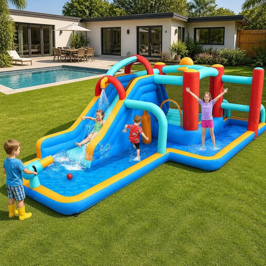 Kids Inflatable Water Slide Splash Pool Park Bounce House Trampoline Climbing