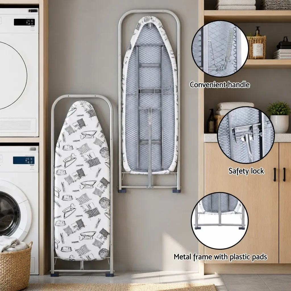 Wall Mounted Ironing Board Foldable Storage Space Saving Laundry Home Iron