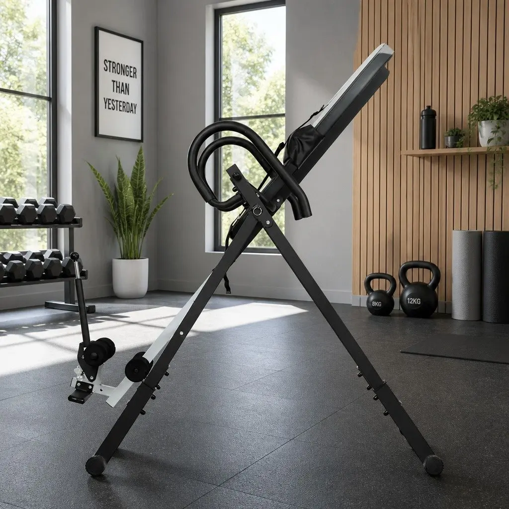 Inversion Table Red Adjustable Full-Body Stretching and Muscle Relaxation Equipment