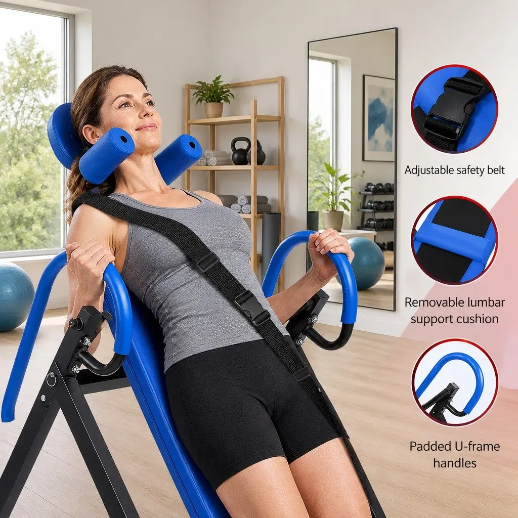 Inversion Table Gravity Back Stretcher Exercise Home Gym Equipment Foldable 180°