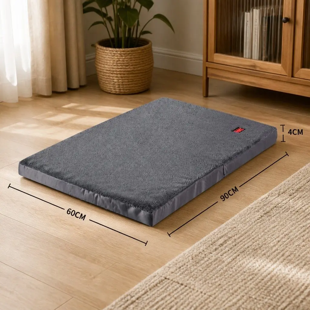 Foldable Pet Bed Dog Puppy Mattress Soft Washable Cover Large Grey Sleep Mat
