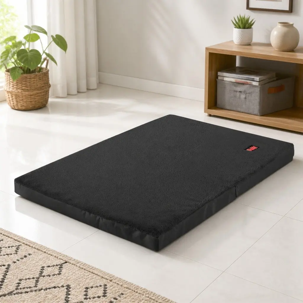 Foldable Pet Bed Black Medium Orthopedic Portable Washable Cover