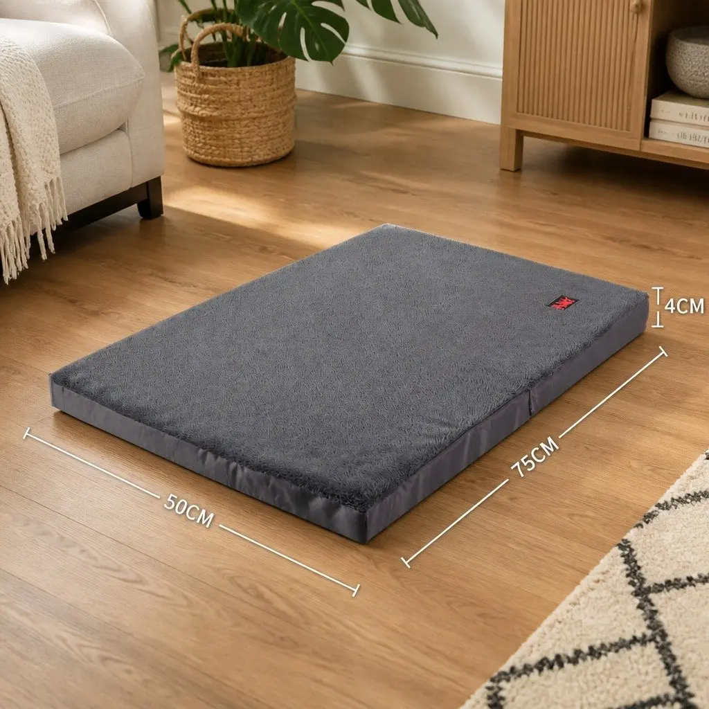 Pet Bed Grey Medium Foldable Portable Washable Cover Soft Foam