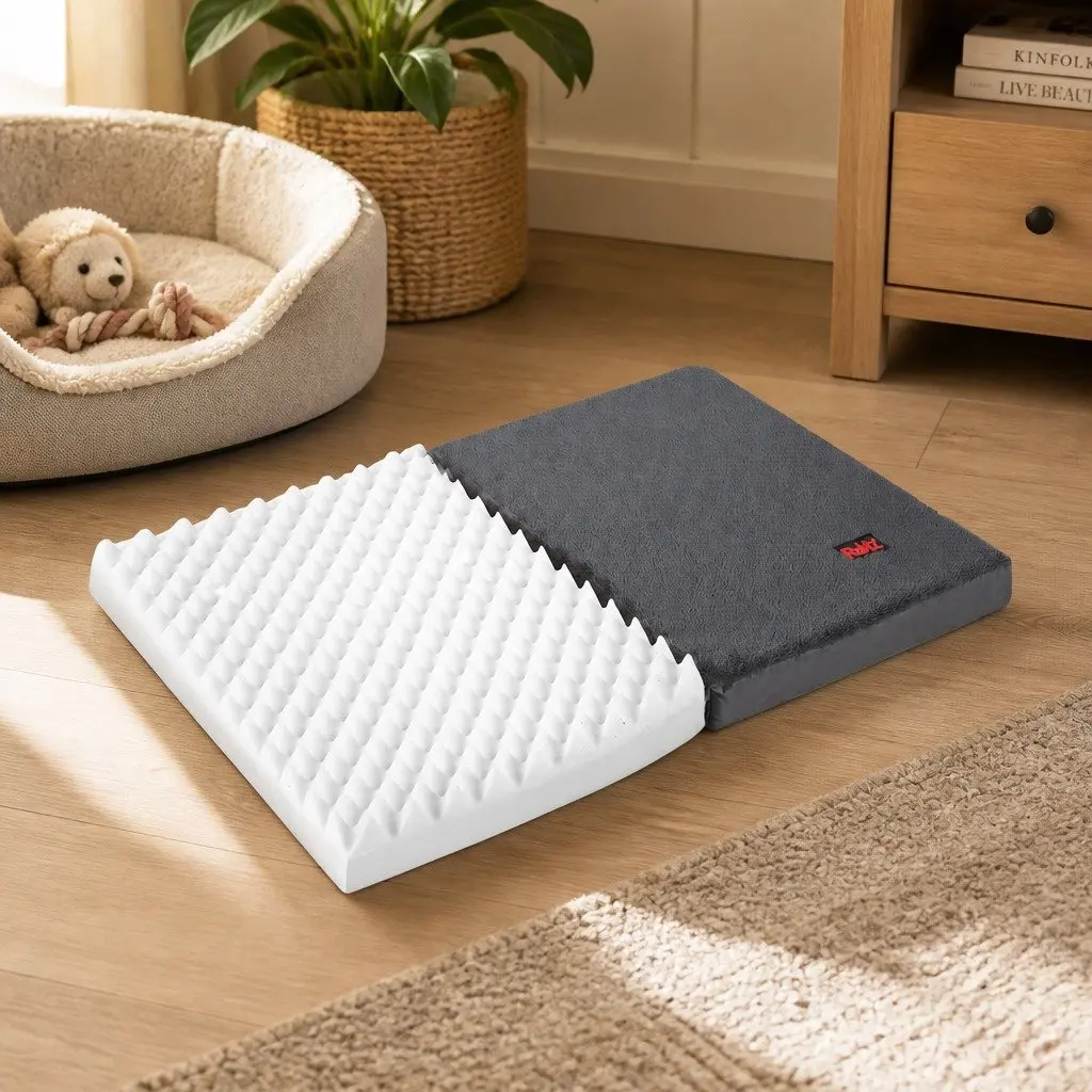 Pet Bed Grey Medium Foldable Portable Washable Cover Soft Foam