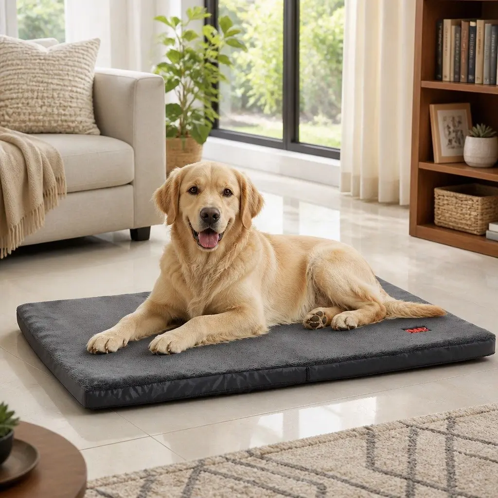 Pet Bed Grey Medium Foldable Portable Washable Cover Soft Foam
