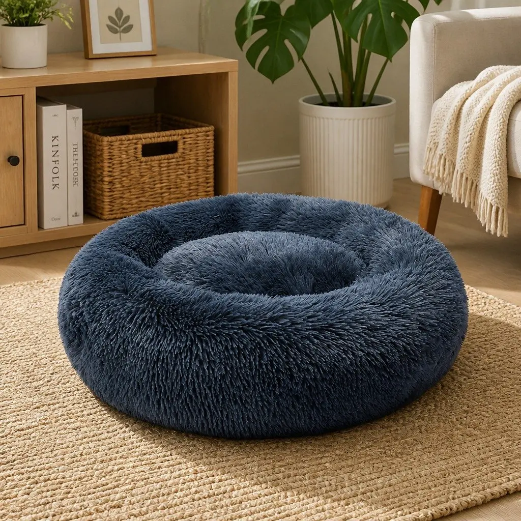 Pet Bed Donut Dark Grey XXL Plush Non-Slip Machine Washable