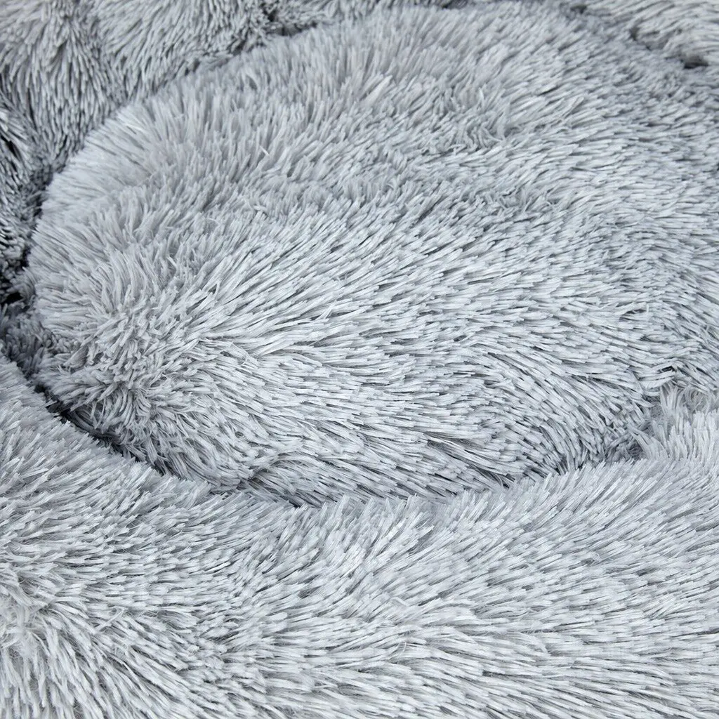 Pet Bed Donut Dog Beds XXL Mattress Cushion Raised Rim Non-Slip Grey Calming