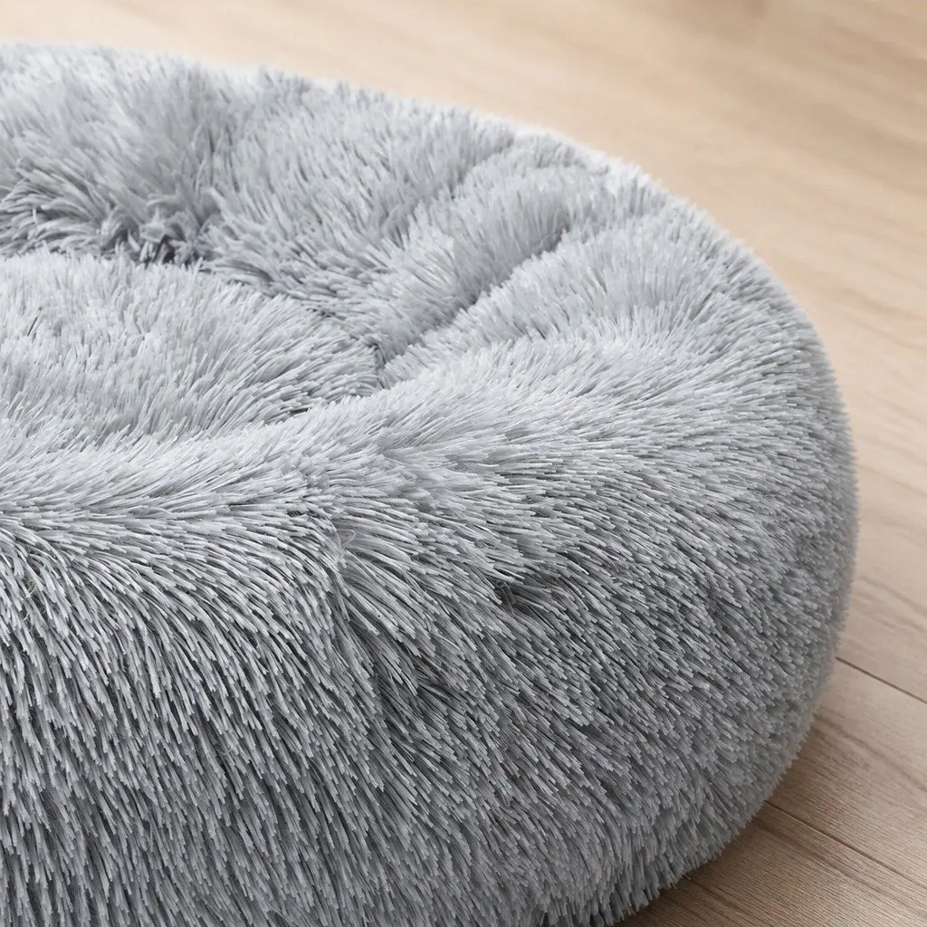 Pet Bed Donut Dog Beds XXL Mattress Cushion Raised Rim Non-Slip Grey Calming