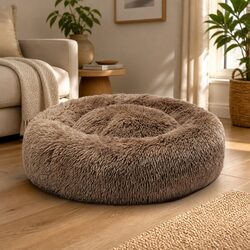 Brown Donut-Shaped Pet Bed for Ultimate Comfort
