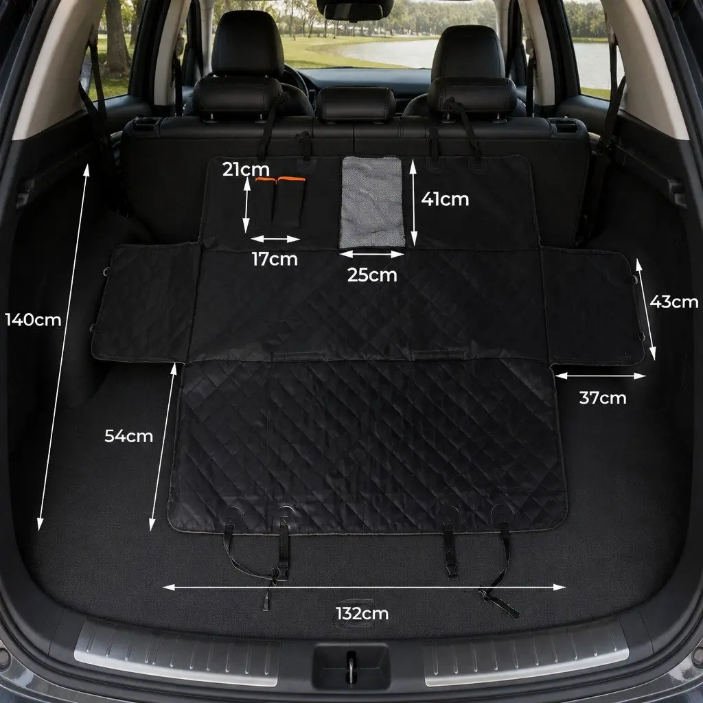 Pet Car Back Seat Cover Dog Hammock Waterproof Anti-Scratch Mesh Window