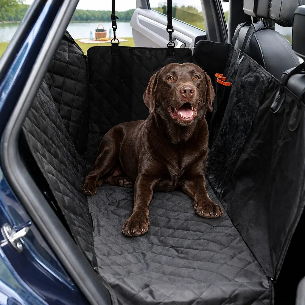 Pet Car Back Seat Cover Dog Hammock Waterproof Anti-Scratch Mesh Window