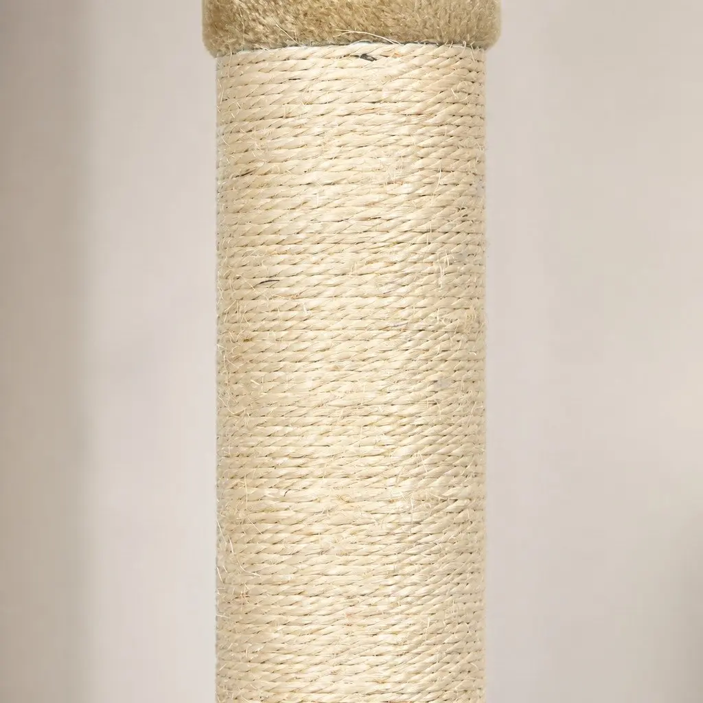 Multi-Level Cat Tree Beige Plush Climbing Frame with Scratching Post 210cm